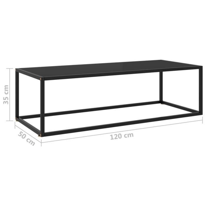 VidaXL Table basse Noir avec verre noir 120x50x35 cm