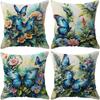 Синий цветок-бабочка, свежий натуральный стиль, наволочка, декоративная наволочка для спальни, дивана, с молнией