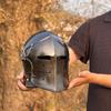 Black Barbuta Helmet: 18g Mild Steel Medieval Knight Armor