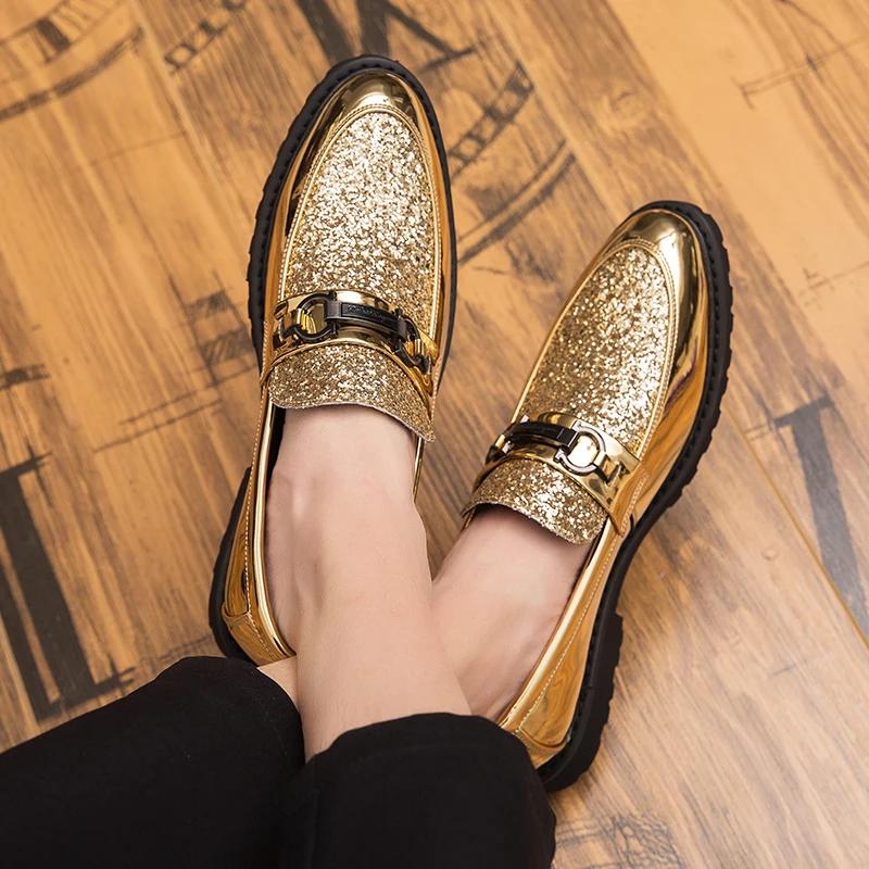 Fashion Men Leather Shoes Outdoor Formal Fashion Men Casual Shoes Breathable Mens Dress Wedding Shoes Club Party Loafers Adult Footwear