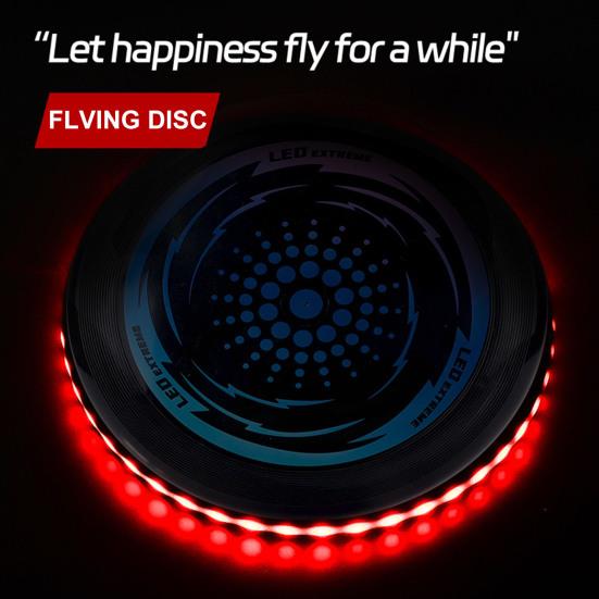 Kids Soft Flying Disc Toy Light-up Throwing Disc Game Outdoor Garden Lawn LED Flying Saucer Parent-child Family Game Boys Girls Gift