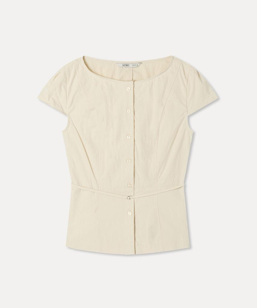 Блузка MIXXO с лодочным вырезом и поясом_Miwbwg511B