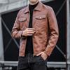 Повседневная мужская кожаная куртка с лацканами, деловая кожаная куртка на молнии, мужская куртка из искусственной кожи