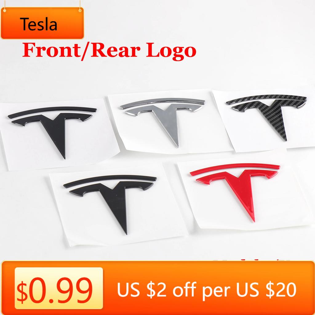 Автомобильная наклейка Tesla Логотип на переднюю часть автомобиля Tesla Логотип на задний багажник Наклейка для Model 3 Mode Y металлический логотип замена передних и задних логотипов