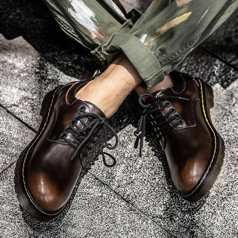 38-48Мужская обувь из натуральной кожи Большой размер Водонепроницаемая уличная обувь Оксфорды Обувь Дерби Мужские броги Кожаная обувь