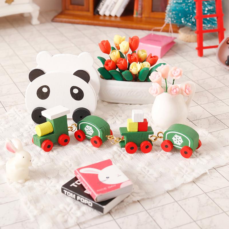 1:12 Миниатюрный поезд для кукольного домика Рождественская снежинка Маленькая модель поезда вагоны Игрушка для детей Ролевые игры Игрушка для кукольного домика Аксессуары