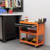 Tool Cart with Side Handle, Drawer and 3 Shelves in Steel, 82x35x76 cm, Orange