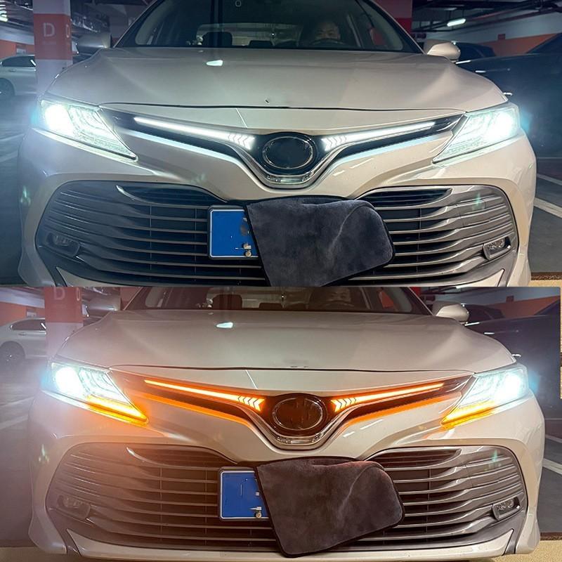 Светодиодная подсветка передней решетки для Toyota Camry XLE LE Hybrid 2018- Дневные ходовые огни Поворотники Последовательные