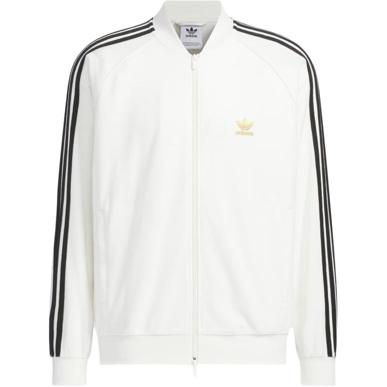 adidas Оригиналы Color Block Логотип Бейсбольный воротник Свободный Длинный рукав На молнии Куртка Мужские Куртки Белый JX8972
