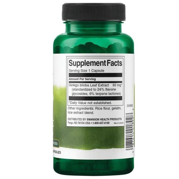 Экстракт Гинкго Билоба, Ginkgo Biloba Extract, Swanson  30капс (71280001)