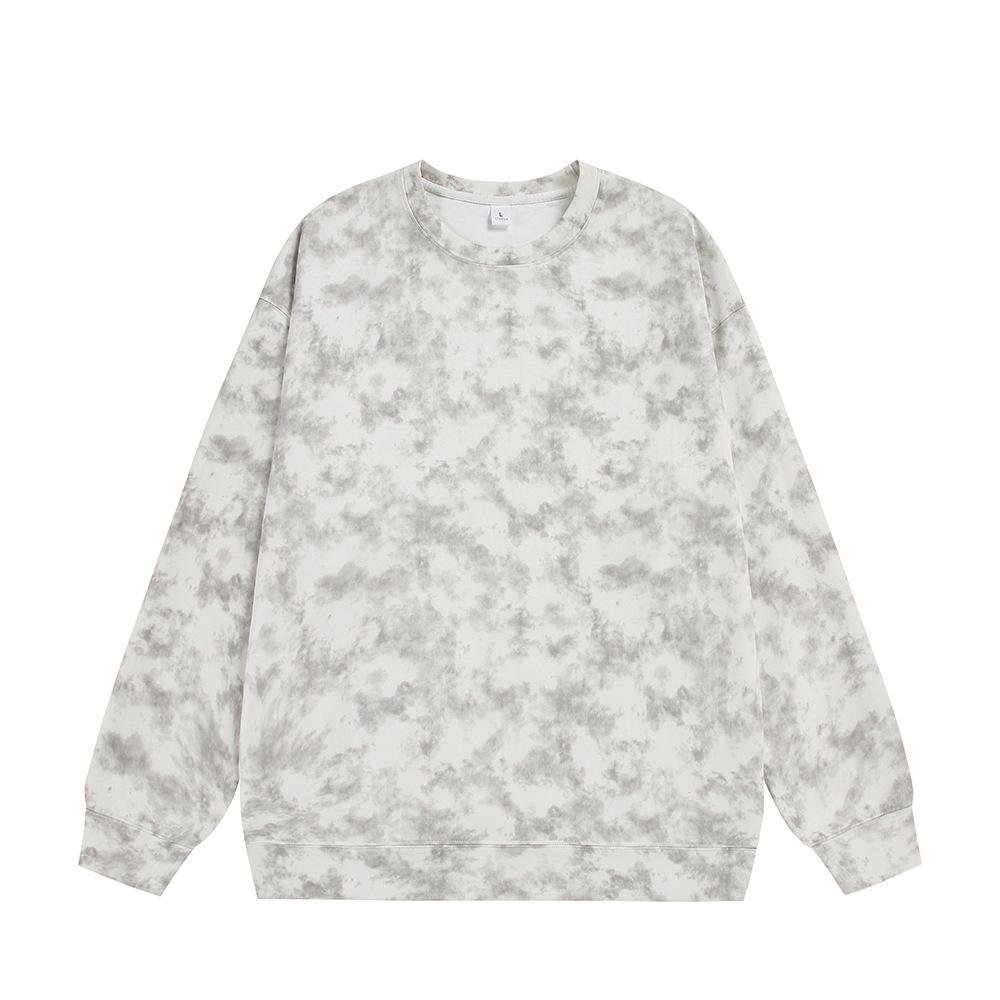 Мужская осенняя повседневная толстовка-куртка с капюшоном, тяжелый вес 360 г, tie-dye, замша, флис, круглый вырез