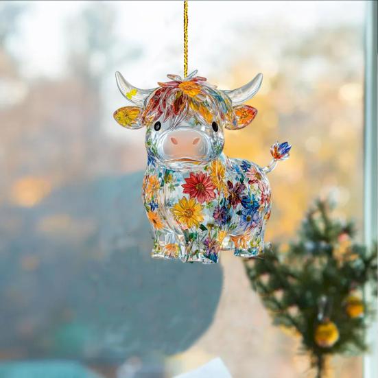 Acrylic Hanging Pendant with Lanyard Easy To Hang Animal Shaped Colorful Versatile Ornament Car Rearview Mirror Accessories