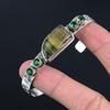 Natural Multi Fluorite Gemstone Bangle Adjustable 925 Sterling Silver Jewelry