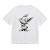 Women's Breathable Classic T-Shirt Serene Cartoon Rabbit Artwork 100% Cotton Tee