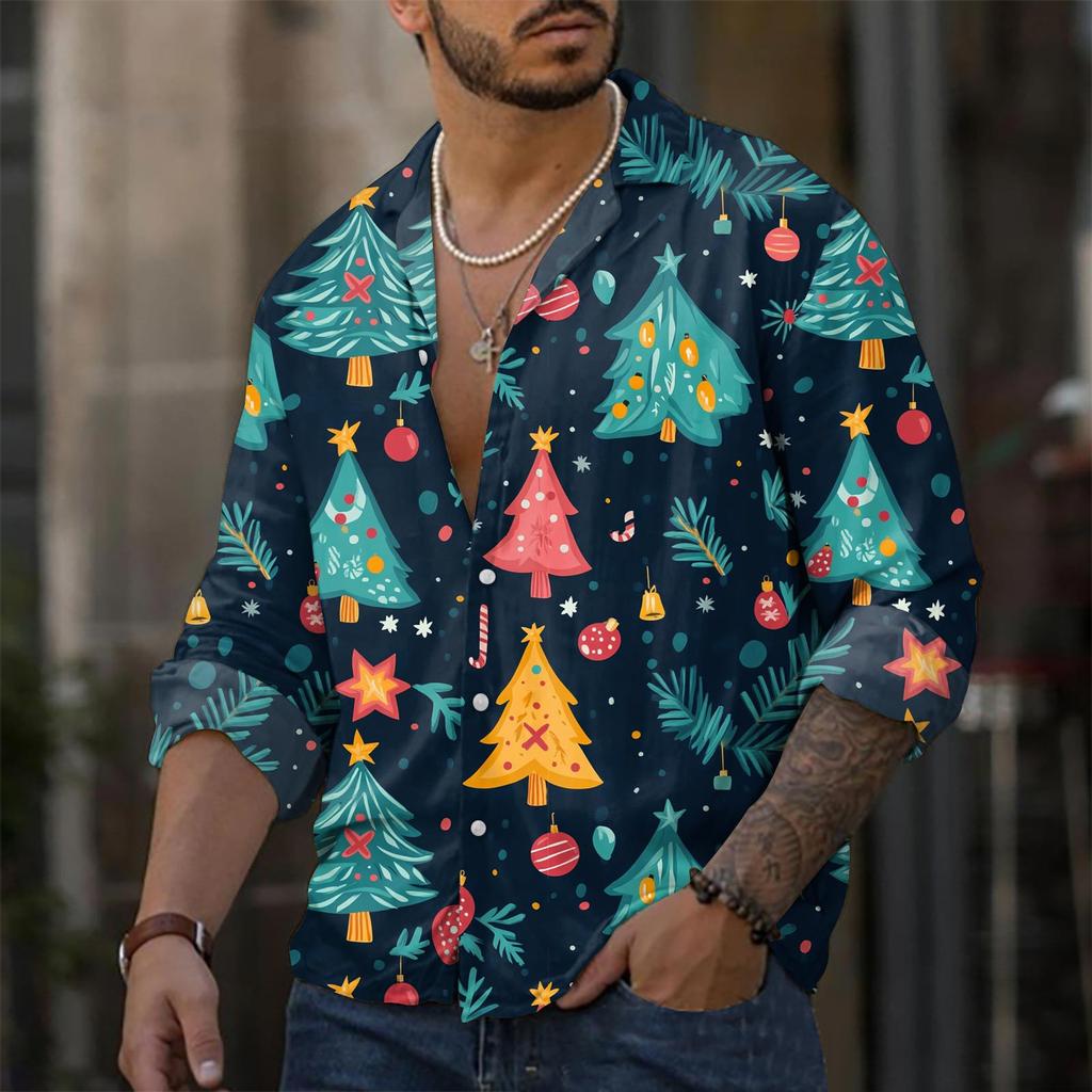 Мужская повседневная свободная рубашка с длинными рукавами, модная рубашка с лацканами, топ