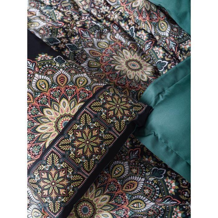 Parure de lit - 1 housse de couette 220 x 240 cm + 2 taies d'oreiller 60 x 60 cm - Satiné 100% coton - Essence
