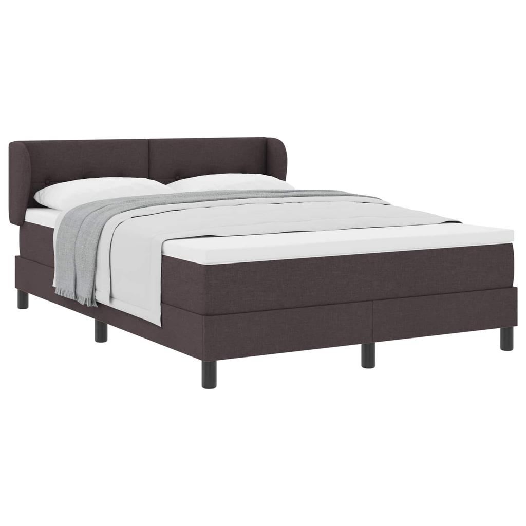 Box Spring Bed with Mattress Dark Brown 140 x 190 cm Fabric