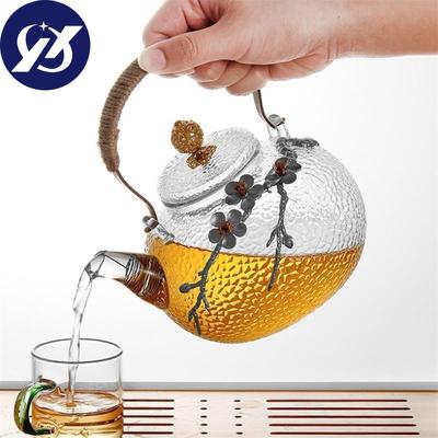 Креативный японский стиль T cken, термостойкий стеклянный чайник с цветком сливы с ручкой, домашний цветочный чайник, офисный чайник, подарок