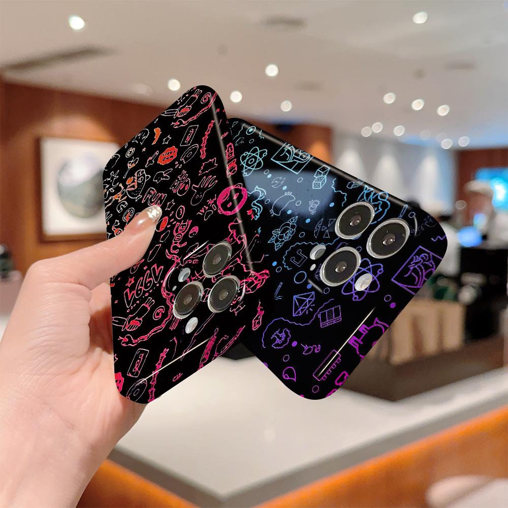 Универсальный чехол для телефона с пленкой, мультяшный модный дизайн, твердый корпус, полное покрытие камеры, противоударный защитный чехол для OPPO Realme OnePlus Infinix Tecno