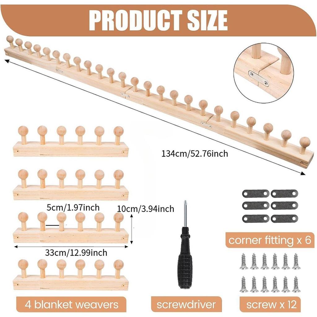 Прочный набор ткацкого станка из сосны для изготовления объемных пледов, ручной расширяемый вязальный набор, подарок для начинающих и взрослых, для домашних поделок