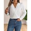 Женская элегантная деловая офисная блузка с многослойным V-образным вырезом и длинным рукавом, нарядные рубашки, рабочие топы
