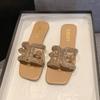 Fashion Women's Stylish Comfortable Rhinestone Embellished Slippers Women's Casual Flat Slippers
