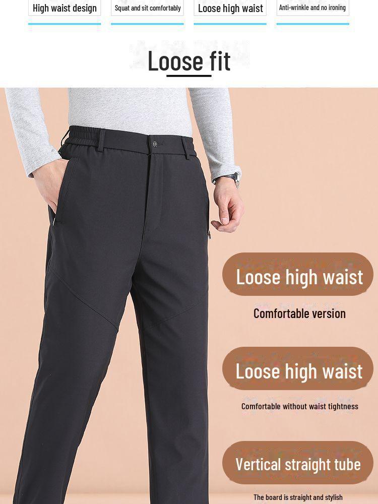 Dad's Cotton Outerwear: Thickened Velvet Trousers for Autumn/Winter - Warm Lambskin Pants for Middle-aged & Elderly.