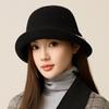Pearl Wool Top Hat Women's Dome Hat Autumn Winter Warm Bucket Hat