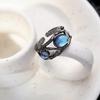 Niche Personalized Moonstone Black and White Men and Women Couple Ring, High-end Star Same Open Retro Light Luxury Ring