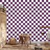 Checkerboard Wallpaper in White, Plum and Purple for Living Room and Bedroom 50x1000