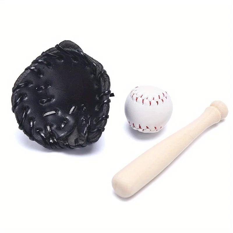 Sets of Miniature Baseball Bat Glove Ball Baseball Cake Decorations for Doll House Accessories Party Favors Sports Toys