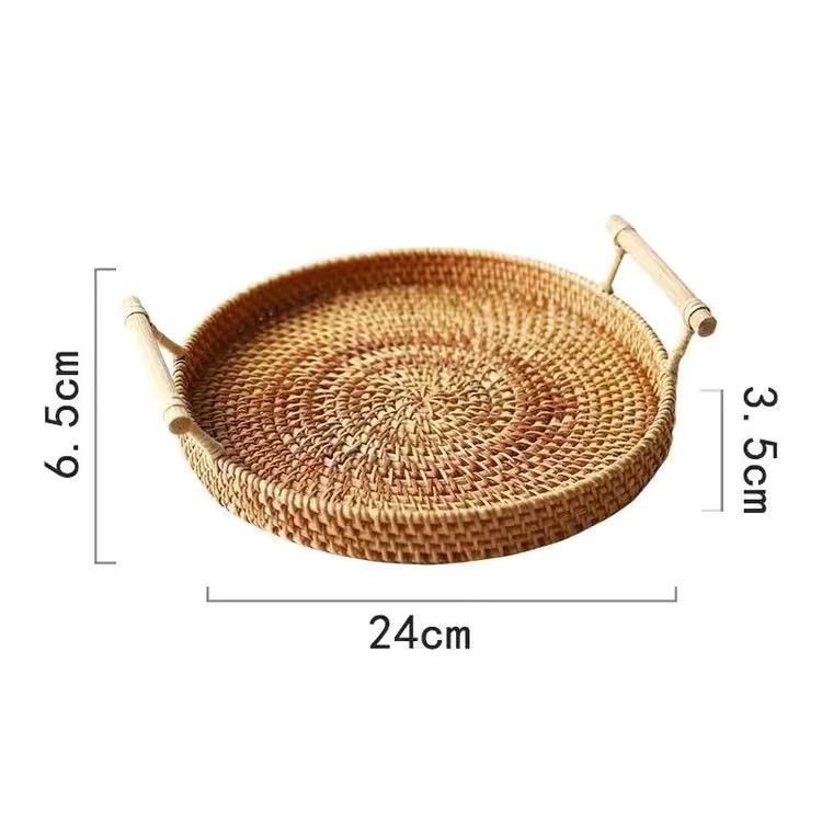 Creative Rattan Tray Fruit Tray Bamboo Bread Basket Fruit Basket Dessert Tray Practical Kitchenware