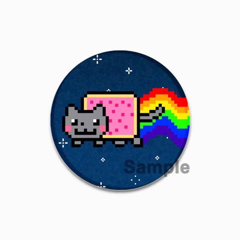 32/44/58mm Time Gear Quote Brooch On Backpack, Handmade Round Brooches, Cute Pins, Anime Icon Badges for Clothes