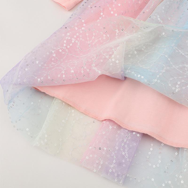 Платье принцессы из сетки с длинными рукавами для девочек, осень 2024 г.