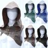 Fashion Unisex Cosplay Leather Hooded Vest Vintage Vintage Medieval Hat Solid Color Halloween Sleeveless Vests Plus Size