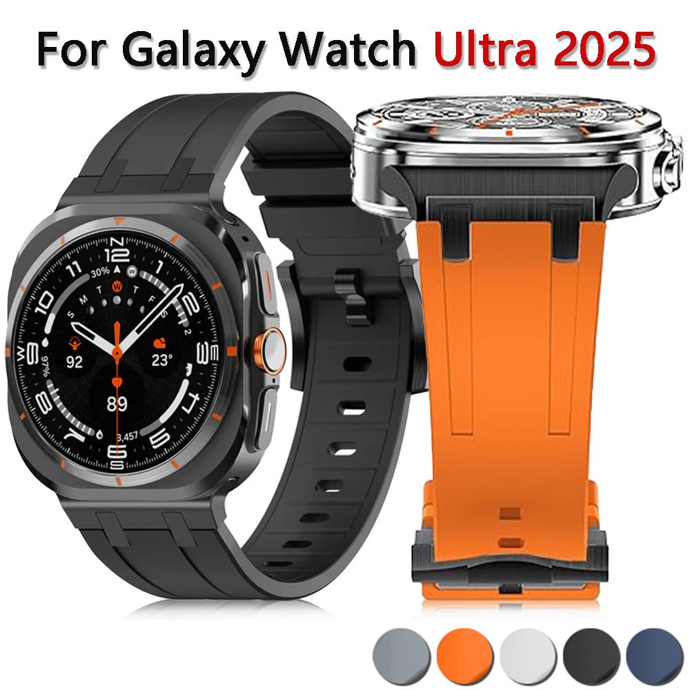 Спортивный силиконовый ремешок для Samsung Galaxy Watch Ultra 2025 Резиновые мужские ремешки Для GALAXY Ultra 7 47 мм Без зазоров Звеньевой браслет Correa