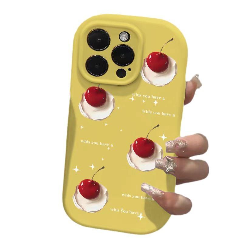 Вишня Подходит для Apple 16 IPhone Анимация 15plus Креативный 14 Мультяшный Мягкий Чехол 13 Чехол для Мобильного Телефона 12promax