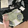 Women's Spring and Autumn Lace Mesh Hollowed Out Camellia Warm and Antibacterial Crotch Mid Waist Underwear