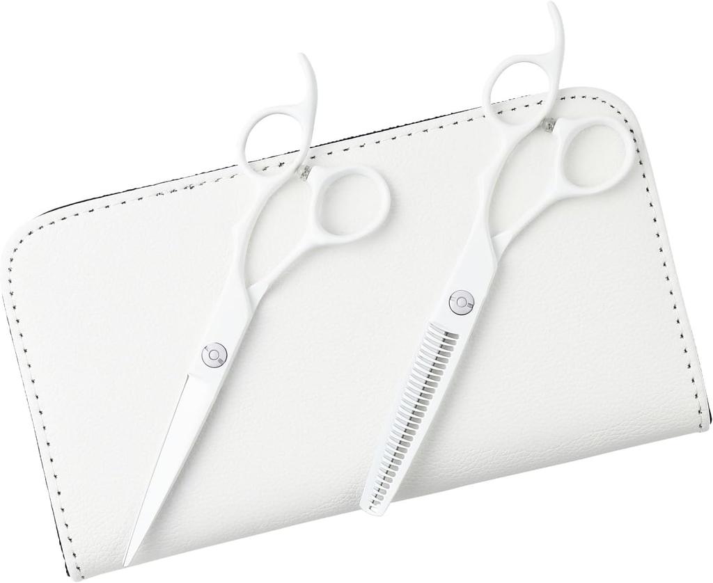 DEEDS GTZ White Scissors Thinning Scissors Thinning for Hairdressers and Includes Set of 2 [PF] (6.0 Inches) (approximately 10-15% Rate) Barbers,