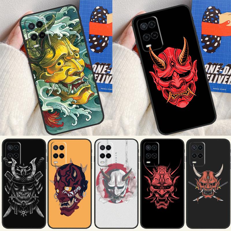 Японская маска Они самурая для чехла телефона Oppo A17 A77 A60 A74 A94 A54 A18 A38 A58 A78 A98 A40 A80 A16 A76 A96 A15 A57S