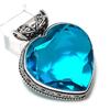 Драгоценный камень Голубой Топаз Ручная работа Серебро 925 пробы Ювелирная подвеска 1,73" h2j86