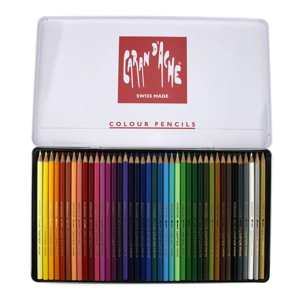 Набор из 40 водорастворимых цветных карандашей Caran Swiss Color в банке Can d'Ache 1285-740