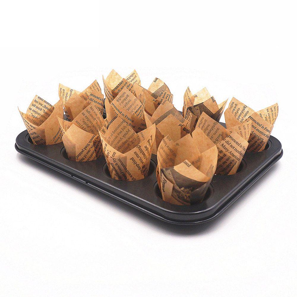 Supplies Cake Tray Bakeware Cupcake Liners Greaseproof Paper Cake Muffin Cups Tulip Baking Cup