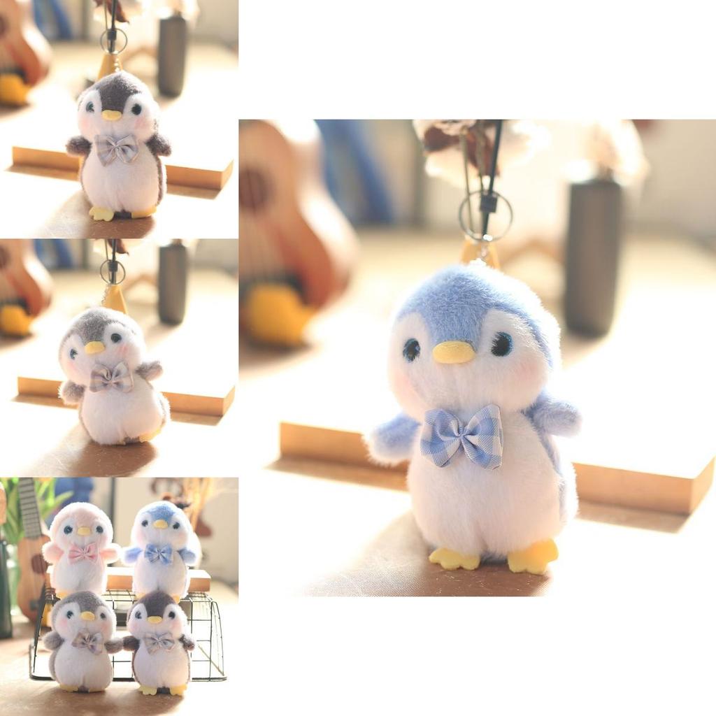 Пингвин Плюшевая Игрушка Брелок Шарм для Рюкзака Мягкий Кроличий Мех Чучело Животное 14см Подарок для Детей