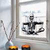 Halloween Smiling Skeleton Glass Showcase Bedroom Home Decoration Wall Stickers