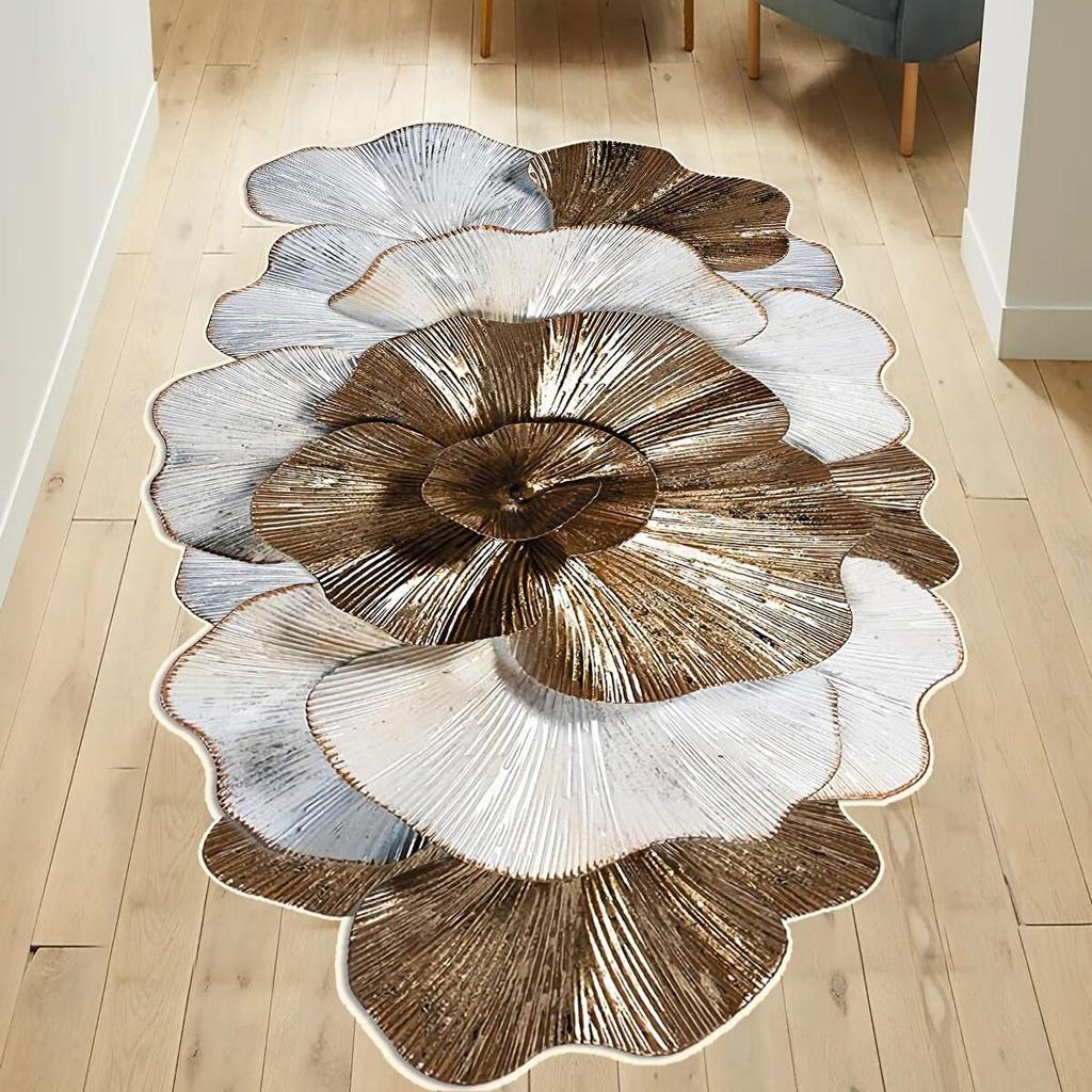 ePeddler Домашний современный кофейный цветочный узор Цифровая печать Моющаяся нескользящая точечная основа Новое поколение для гостиной, кухни, прихожей и напольного коврика