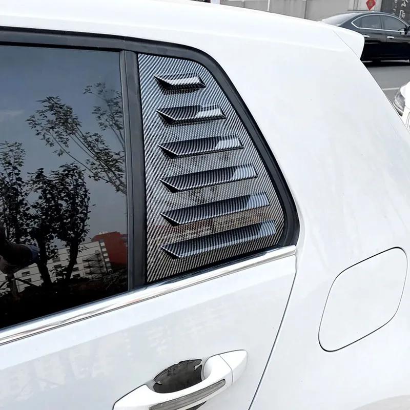 Для VW Golf MK7 MK7.5 2013-автомобильная задняя жалюзи, боковая шторка, крышка, накладка, наклейка, вентиляционный совок, ABS, углеродное волокно, черный авто