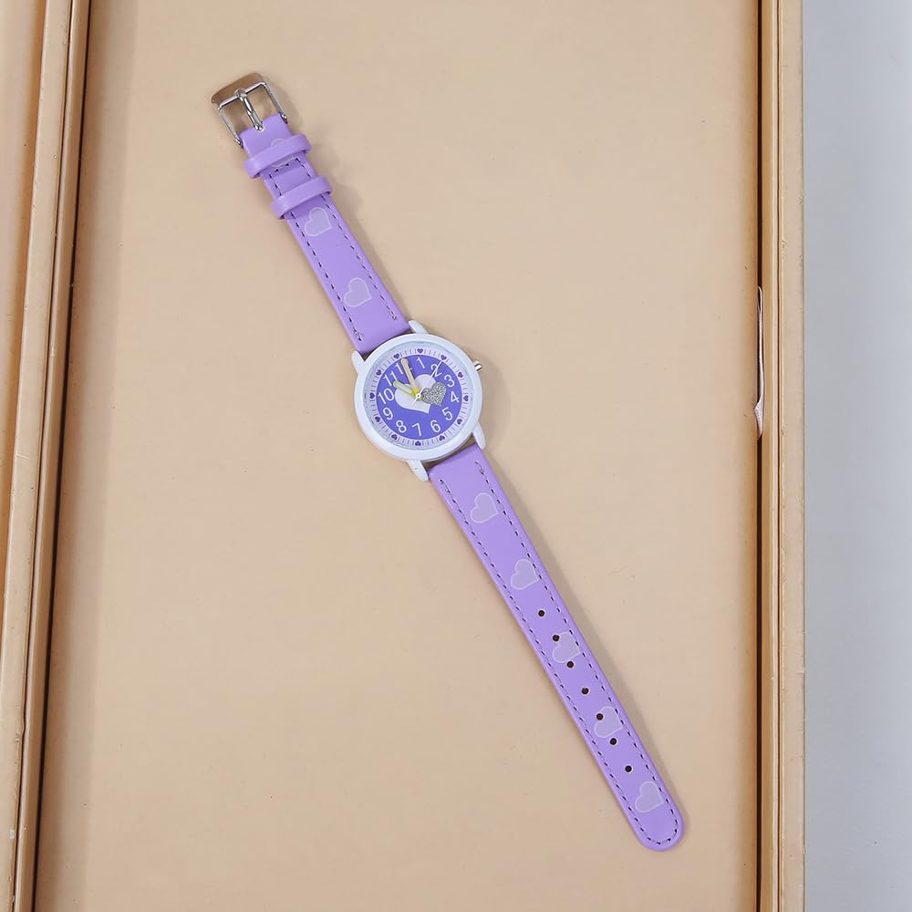 Quartz Analog Watch for Perfect Gift for School Back to and Celebrations Kids' Girls, Children's Day, Entrance, School, Birthdays, (Purple)