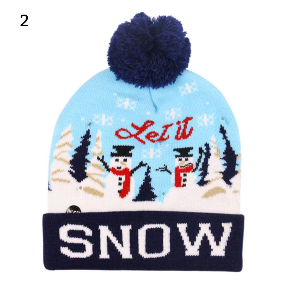 Christmas Gift Light Up Cartoon Christmas Hat LED Hat Sweater Beanie Knitted Cap