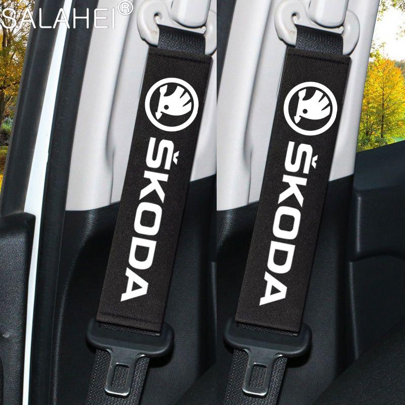 BPCN4 Car Headrest Neck Pillow Seat Belt Shoulder Pad For Skoda Fabia 1 2 Octavia a7 RS Superb Rapid Yeti Karoq Vision Accessories